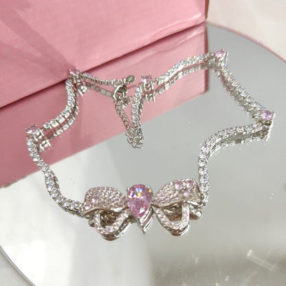 Sweet Diamond Princess Bow Girl All Match Exquisite Earrings-Jewearrings