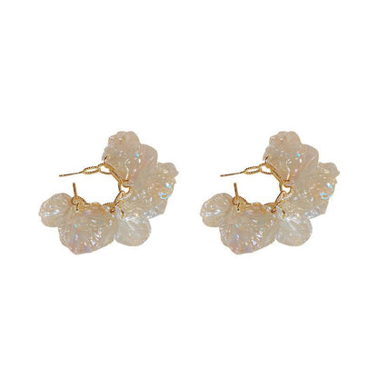 Symphony Acrylic Shell C-shaped Hoop Earrings Earrings-Jewearrings