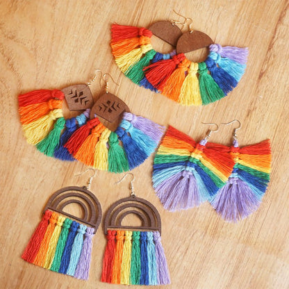 Tassel Hand-woven Colorful Personality Big Earrings Jewelry-Jewearrings