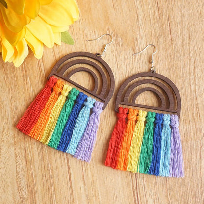 Tassel Hand-woven Colorful Personality Big Earrings Jewelry-Jewearrings