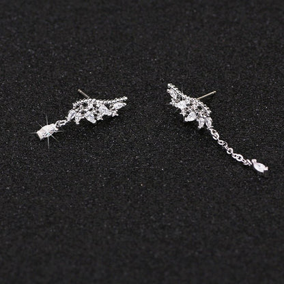 Tassel Stud Earrings with Diamond Wings-Jewearrings