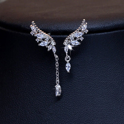 Tassel Stud Earrings with Diamond Wings-Jewearrings