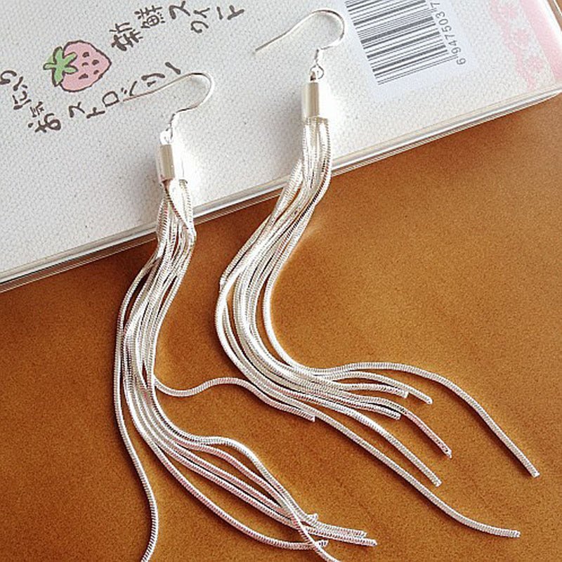 Tassel Super Long Earrings Silver-plated Six-ear Wire Female-Jewearrings