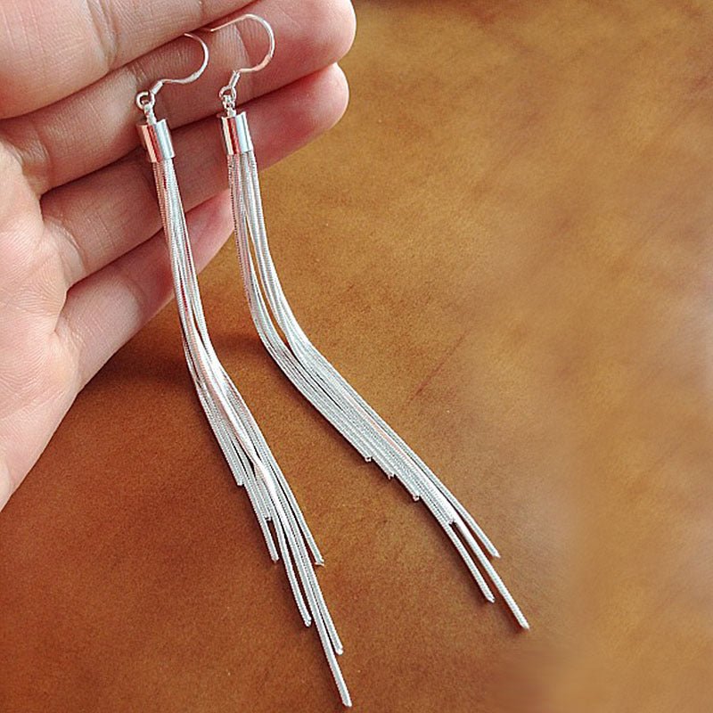 Tassel Super Long Earrings Silver-plated Six-ear Wire Female-Jewearrings