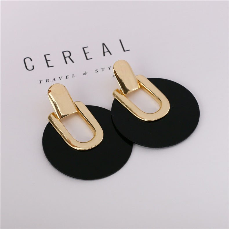 Temperament Acrylic Earrings Creative Alloy Hollow Earrings-Jewearrings