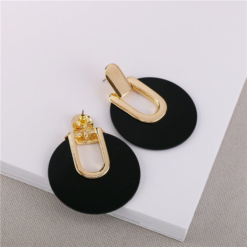 Temperament Acrylic Earrings Creative Alloy Hollow Earrings-Jewearrings