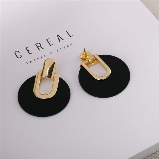 Temperament Acrylic Earrings Creative Alloy Hollow Earrings-Jewearrings