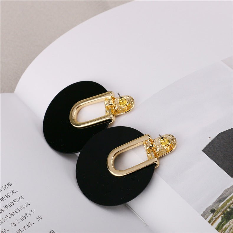 Temperament Acrylic Earrings Creative Alloy Hollow Earrings-Jewearrings