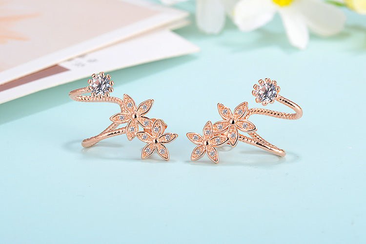 Temperament Diamond Ear Clips All-match Silver Stud Earrings-Jewearrings