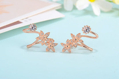 Temperament Diamond Ear Clips All-match Silver Stud Earrings-Jewearrings