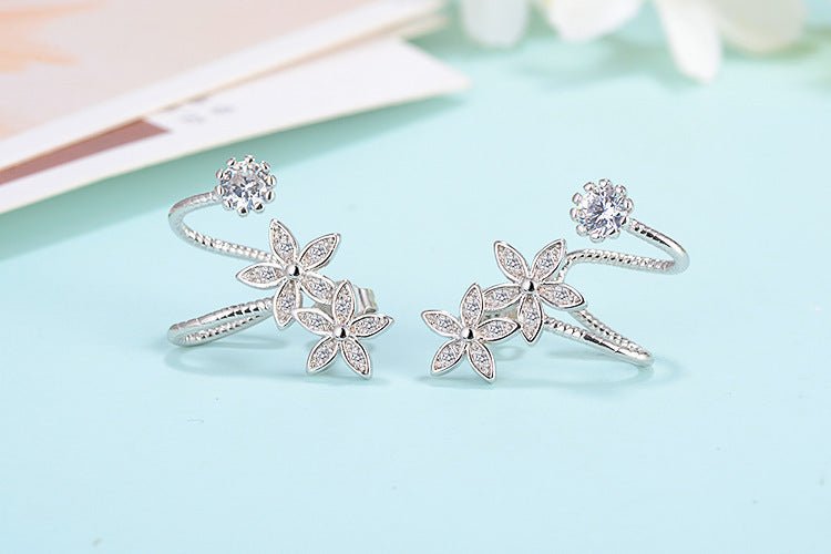 Temperament Diamond Ear Clips All-match Silver Stud Earrings-Jewearrings