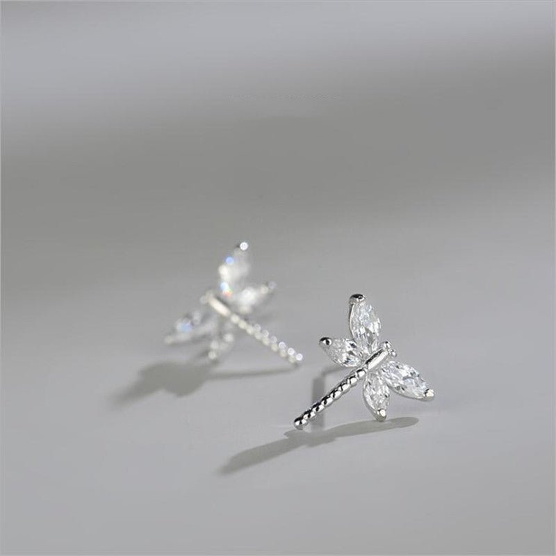 Temperament Diamond-studded Atmosphere Dragonfly Earrings Women-Jewearrings