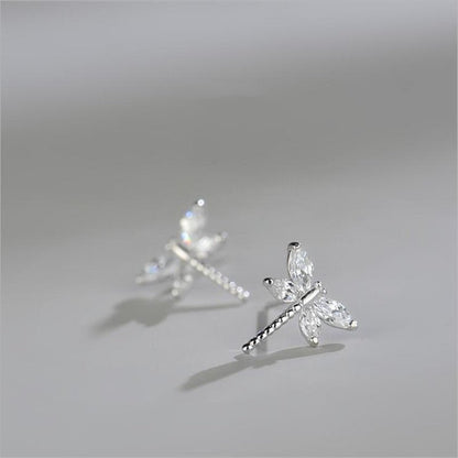 Temperament Diamond-studded Atmosphere Dragonfly Earrings Women-Jewearrings