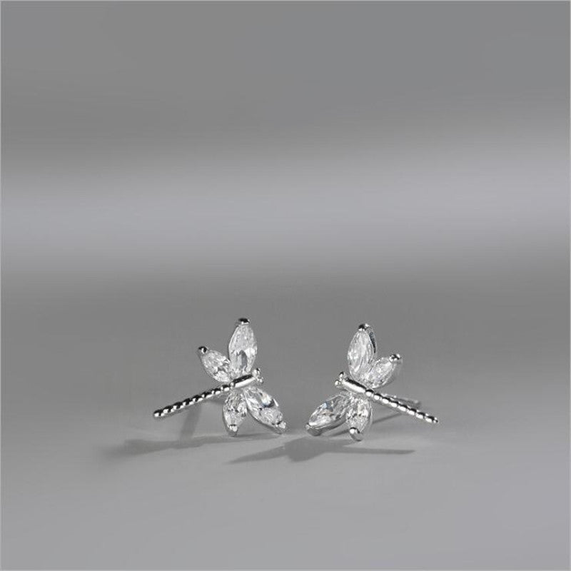 Temperament Diamond-studded Atmosphere Dragonfly Earrings Women-Jewearrings