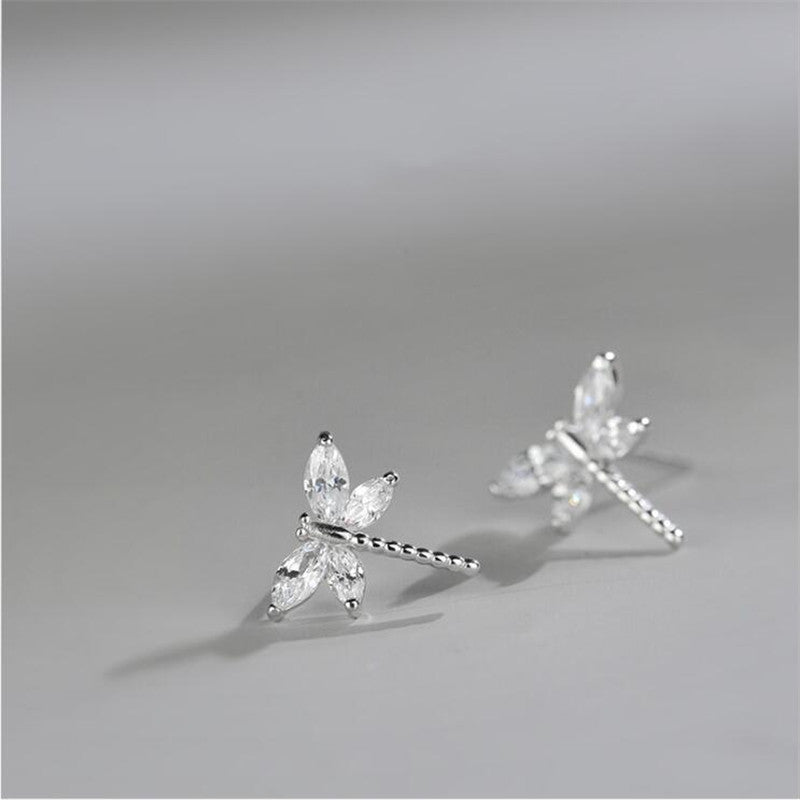 Temperament Diamond-studded Atmosphere Dragonfly Earrings Women-Jewearrings