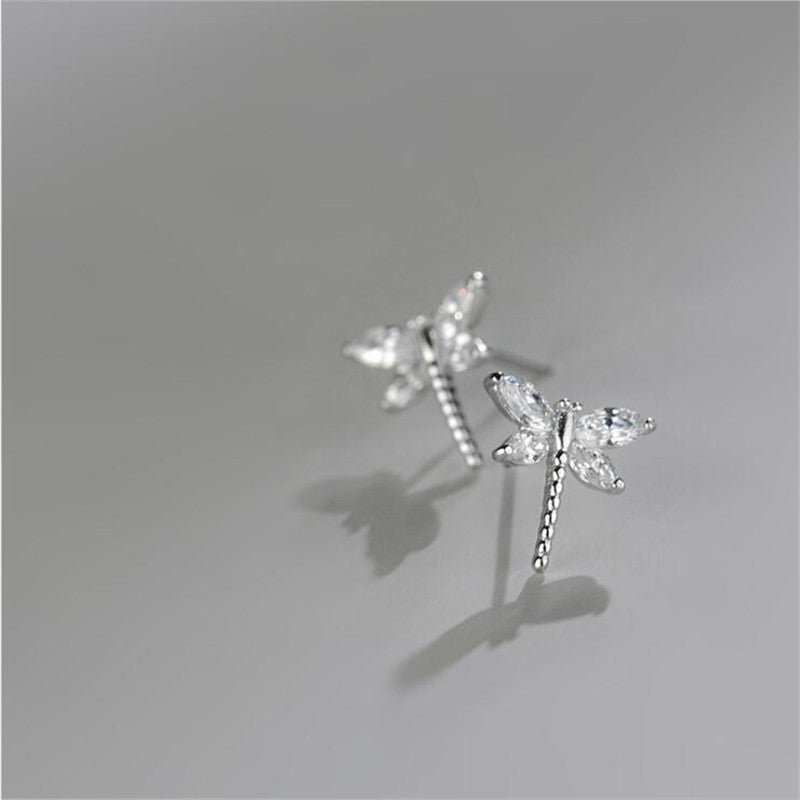 Temperament Diamond-studded Atmosphere Dragonfly Earrings Women-Jewearrings