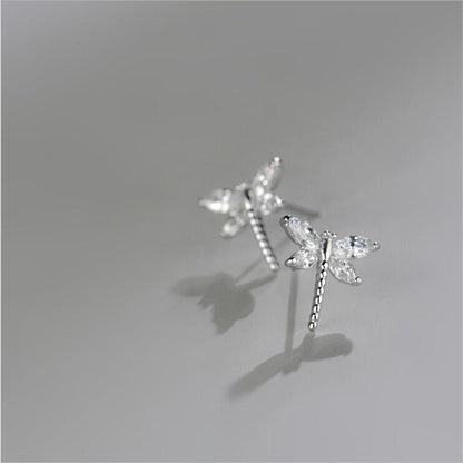 Temperament Diamond-studded Atmosphere Dragonfly Earrings Women-Jewearrings