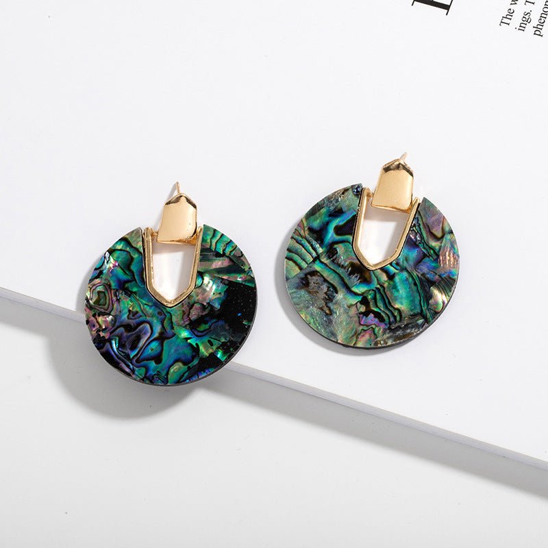 Temperament Fashion Big Abalone Shell Female Earrings With Personality All-match-Jewearrings