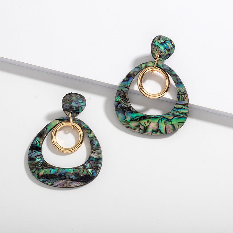 Temperament Fashion Big Abalone Shell Female Earrings With Personality All-match-Jewearrings