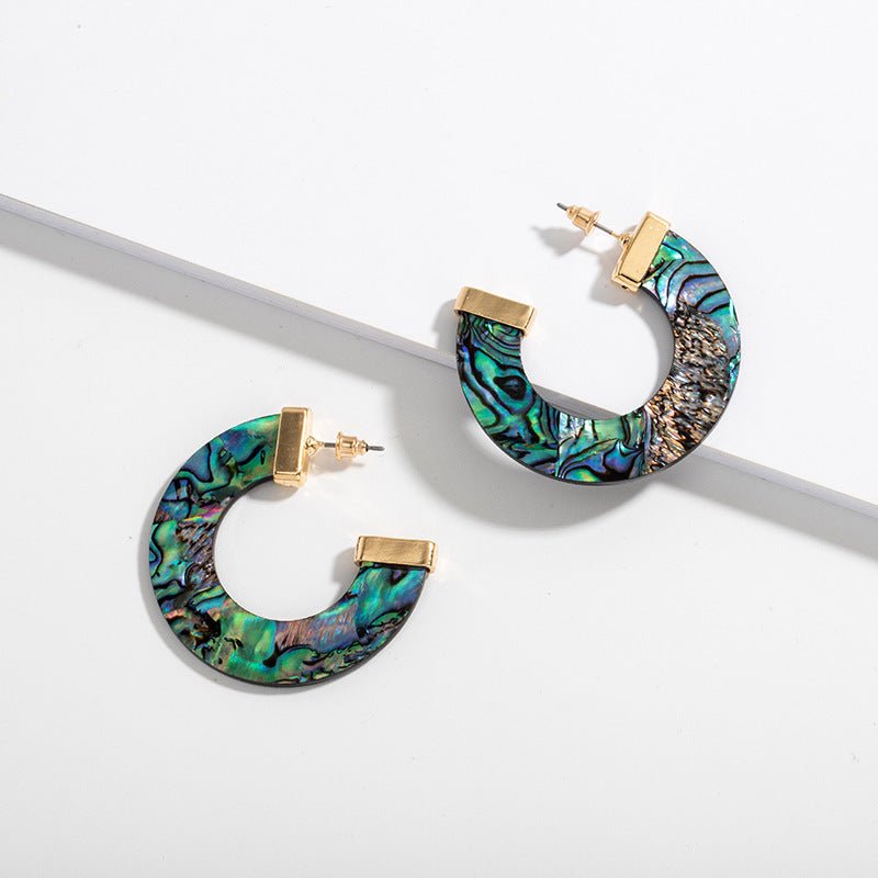 Temperament Fashion Big Abalone Shell Female Earrings With Personality All-match-Jewearrings