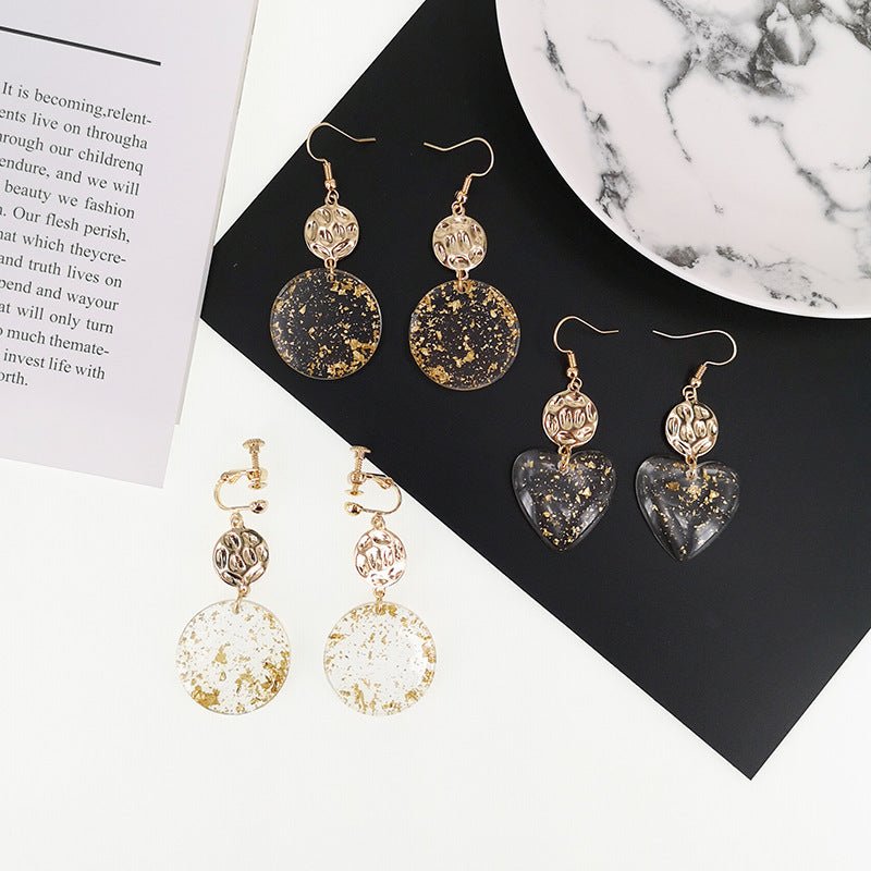 Temperament Gold Leaf Acrylic Earrings-Jewearrings