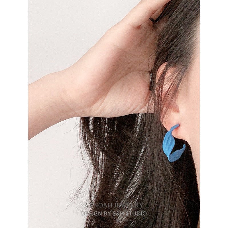 Temperament Klein Blue Paint Earrings Female Ear Clip Without Pierced Ears-Jewearrings