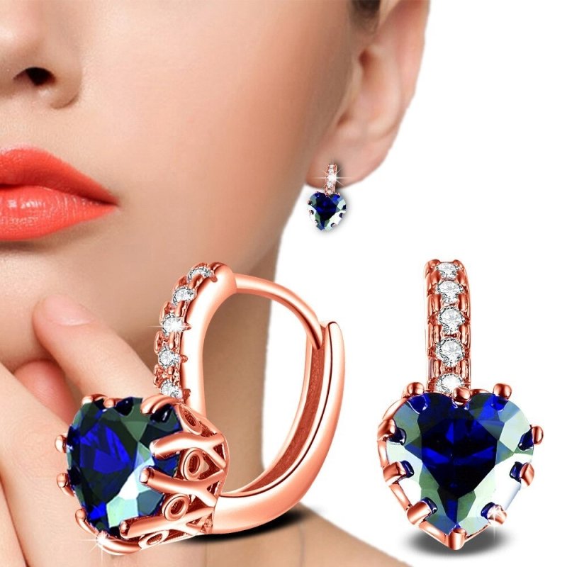 Temperament Love Dark Blue Diamond Multicolor Earrings-Jewearrings