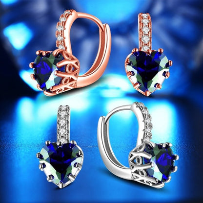 Temperament Love Dark Blue Diamond Multicolor Earrings-Jewearrings