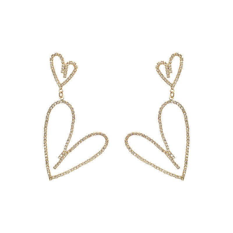 Temperament Love Earrings Long Hollow Heart-shaped Earrings Sterling Silver Needle Stud Earrings-Jewearrings