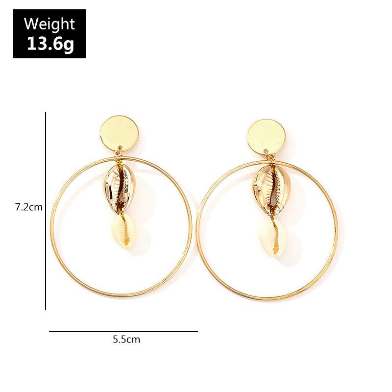 Temperament natural shell metal ring earrings-Jewearrings