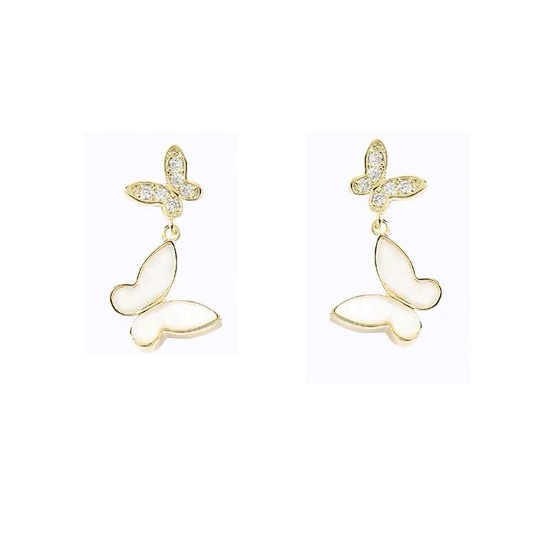 Temperament Net Red Shell Butterfly Earrings-Jewearrings