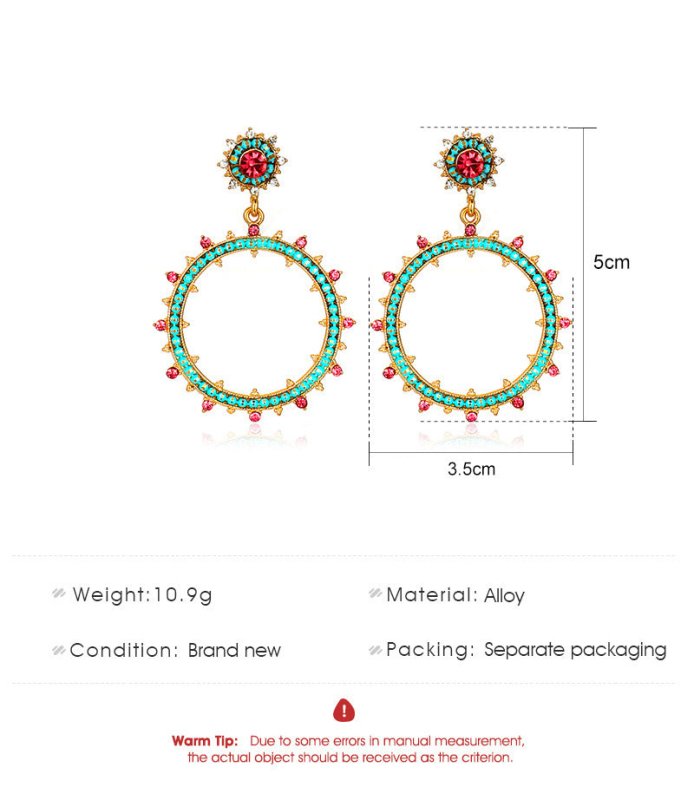 Temperament Retro Diamond-studded Sun Flower Geometric Earrings-Jewearrings