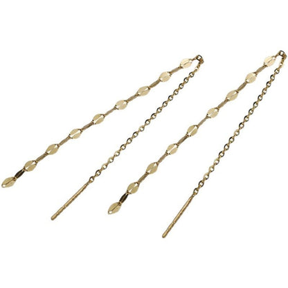 Temperament Sterling Silver 14K Gold Tassel Long Earrings-Jewearrings