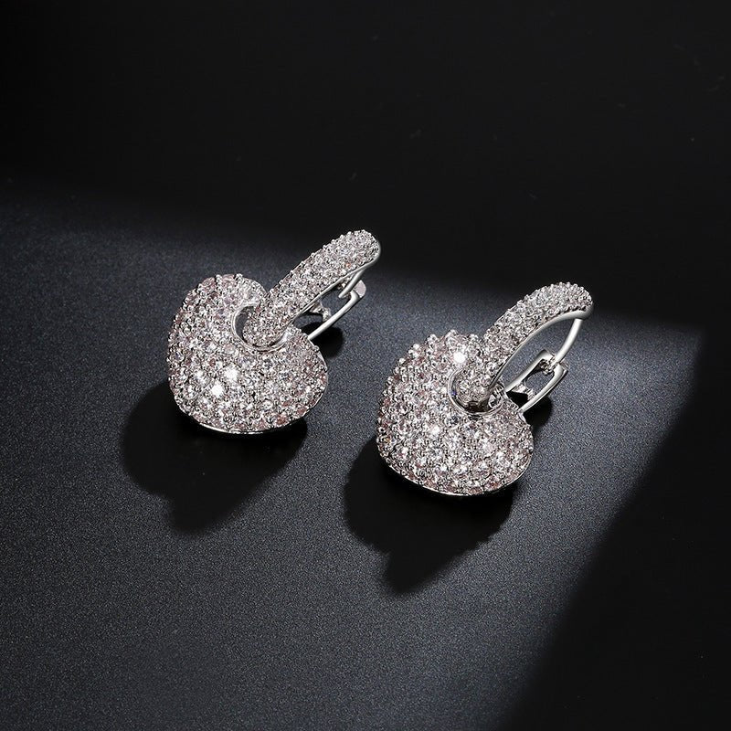 Temperament Style Diamond-studded Peach Heart Earrings Design Style-Jewearrings