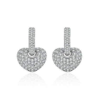 Temperament Style Diamond-studded Peach Heart Earrings Design Style-Jewearrings