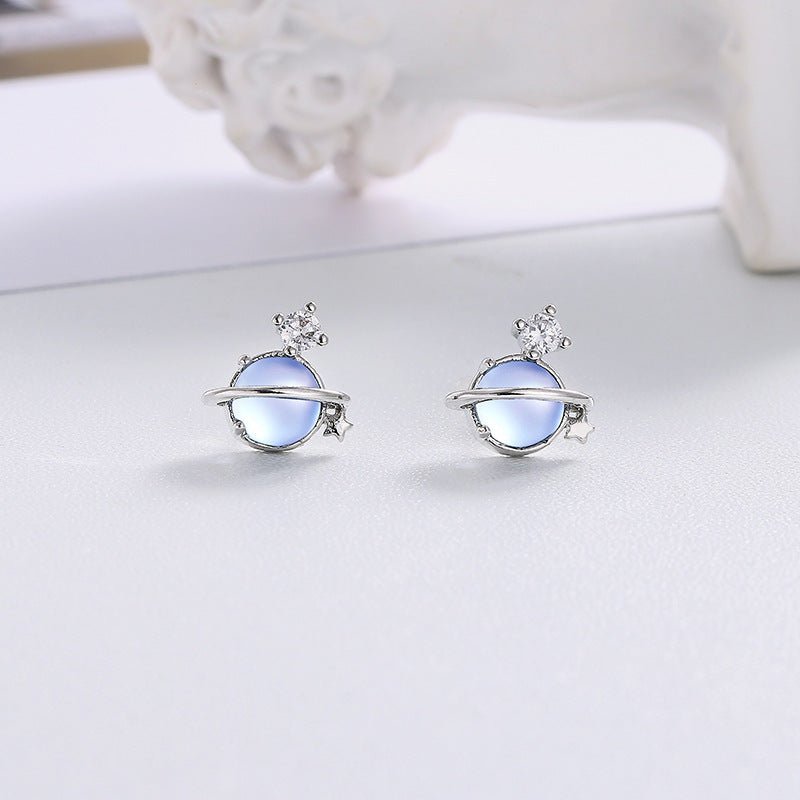 Temperament Sweet Blue Moonlight Stone Mercury Earrings-Jewearrings