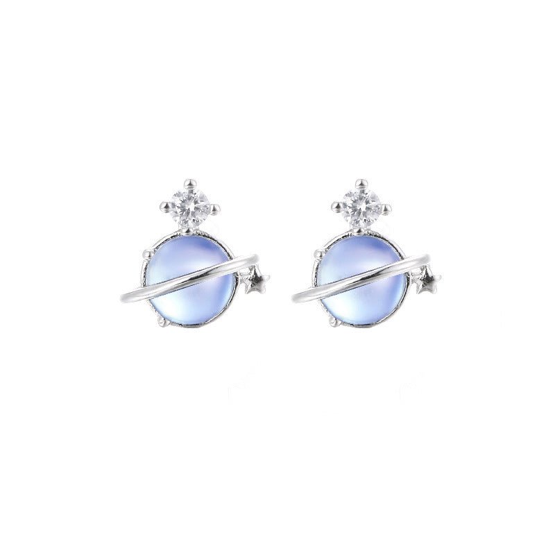 Temperament Sweet Blue Moonlight Stone Mercury Earrings-Jewearrings