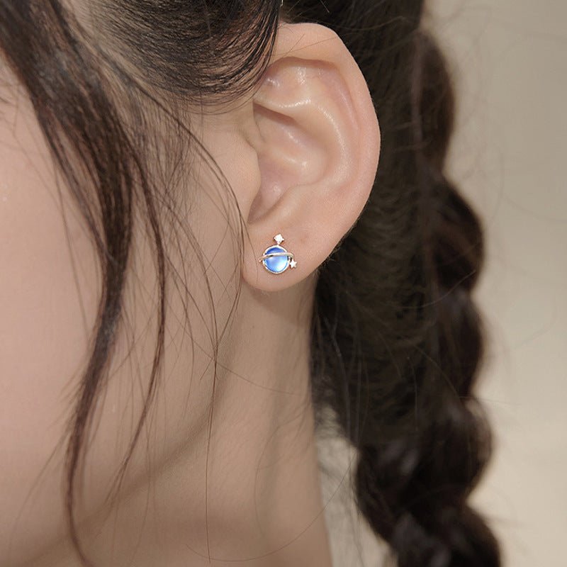 Temperament Sweet Blue Moonlight Stone Mercury Earrings-Jewearrings