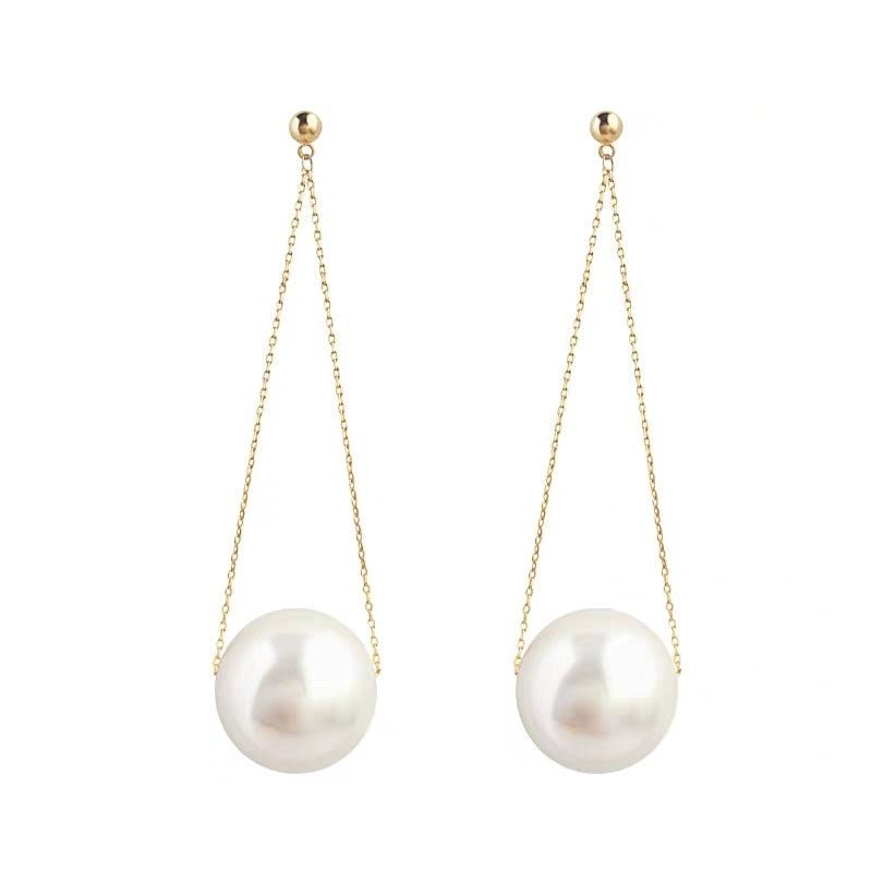 The Big Pearl Earrings New Tide Female Long Section Temperament Net Red Exaggerated Earrings-Jewearrings