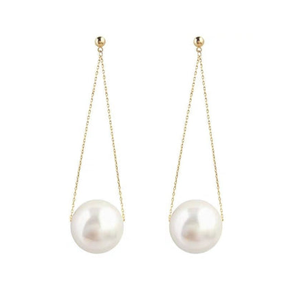 The Big Pearl Earrings New Tide Female Long Section Temperament Net Red Exaggerated Earrings-Jewearrings