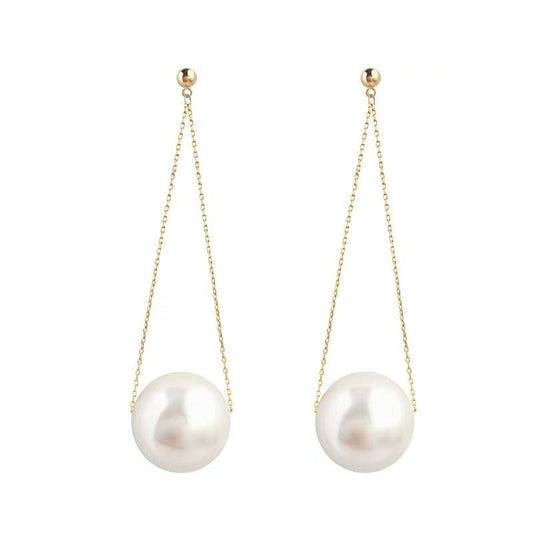 The Big Pearl Earrings New Tide Female Long Section Temperament Net Red Exaggerated Earrings-Jewearrings