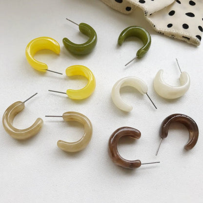 The Same Type Of Acrylic Acetate Personalized Design Wild Earrings C-Shaped Semicircular Personalized Earrings Earrings-Jewearrings