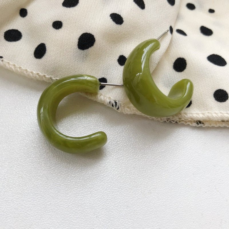 The Same Type Of Acrylic Acetate Personalized Design Wild Earrings C-Shaped Semicircular Personalized Earrings Earrings-Jewearrings