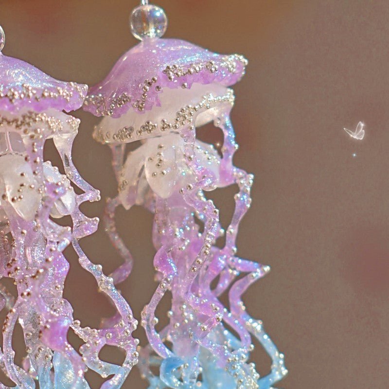 Three-dimensional Exaggerated Sweet Potato Purple Blue Jellyfish Earrings-Jewearrings