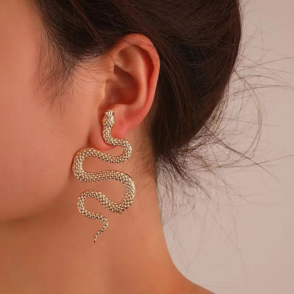 Three-Dimensional Snake Earrings - Fashion Punk-Jewearrings