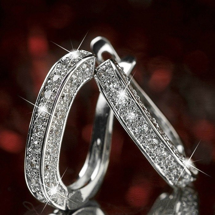 Three-Sided Diamond Full Rhinestone Ear Clip Earrings-Jewearrings