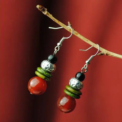 Tibetan Ornamental Turquoise Earrings-Jewearrings