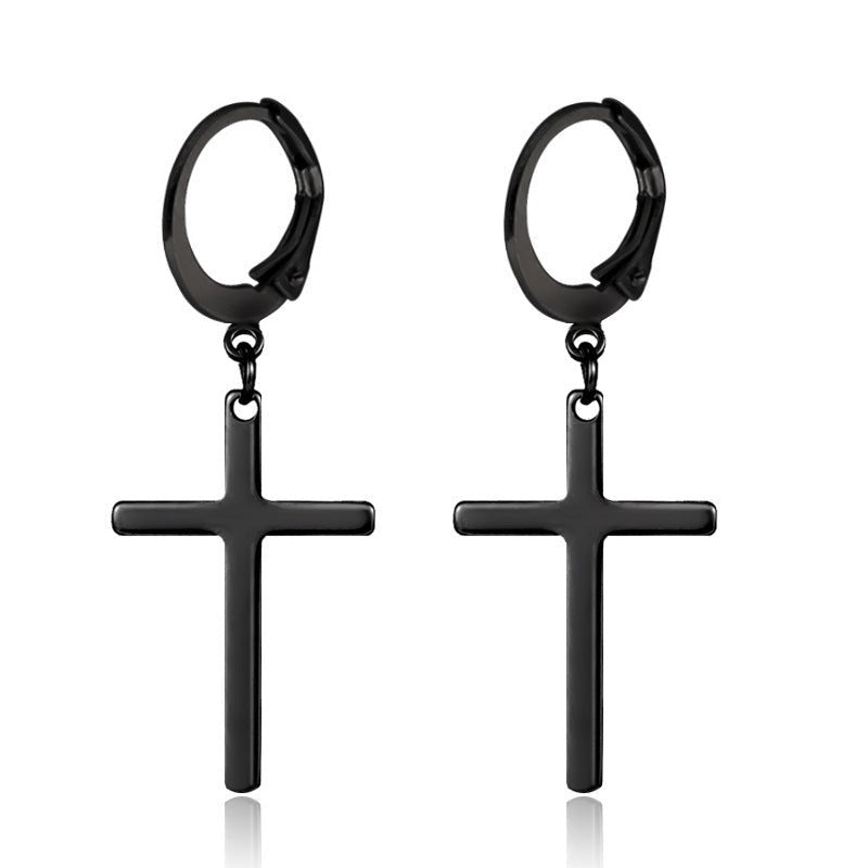 Titanium Cross Earrings-Jewearrings