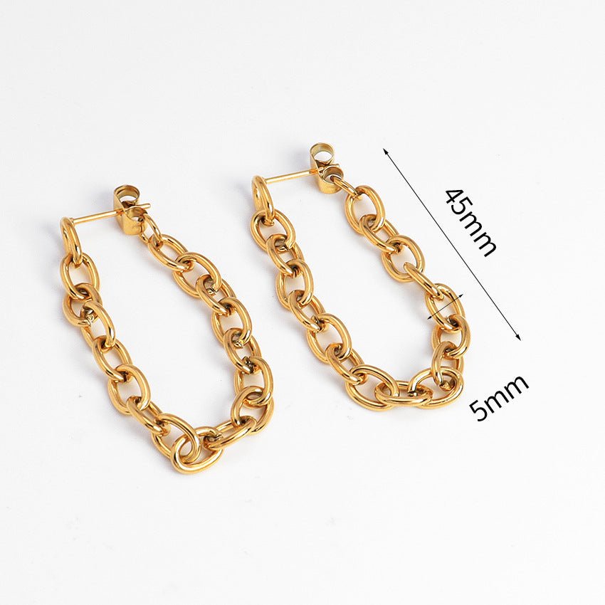 Titanium Cuban Chain Earrings-Jewearrings