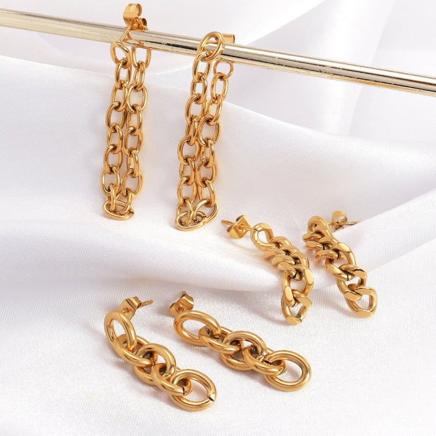 Titanium Cuban Chain Earrings-Jewearrings